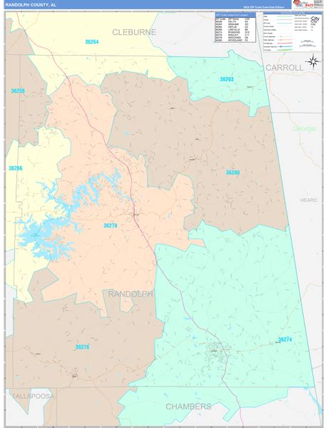 Randolph County, AL Wall Map Color Cast Style by MarketMAPS - MapSales