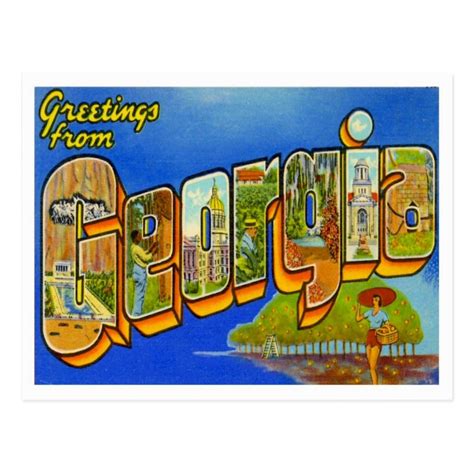 Greetings From Georgia Postcard | Zazzle | Vintage postcards, Vintage ...