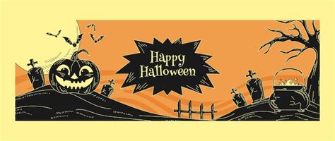 Free Vector | Hand drawn vintage halloween twitter header