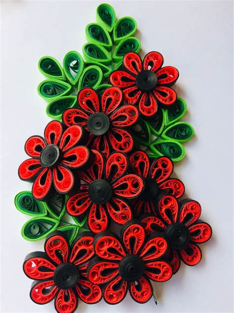 Lot 10 Paper quilling flowers with 5 free paper quilling leaves ...