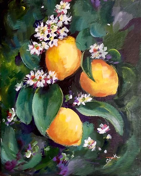 Three Lemons in a Tree an 8x10 acrylic tutorial. https://youtu.be/xRDScgfJ540 | Lemon painting ...