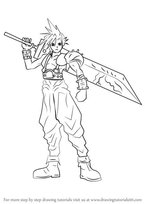 Learn How to Draw Cloud Strife from Final Fantasy (Final Fantasy) Step ...