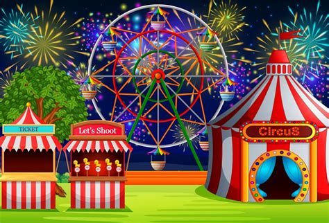 Laeacco Cartoon Firework Colorful Scene Circus Party Baby Children Photography Background ...