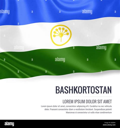 Silky flag of Bashkortostan waving on an isolated white background with the white text area for ...