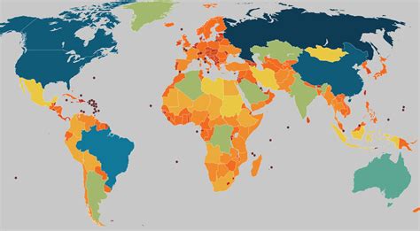 Map of the world showing countries by area - South Africa Gateway