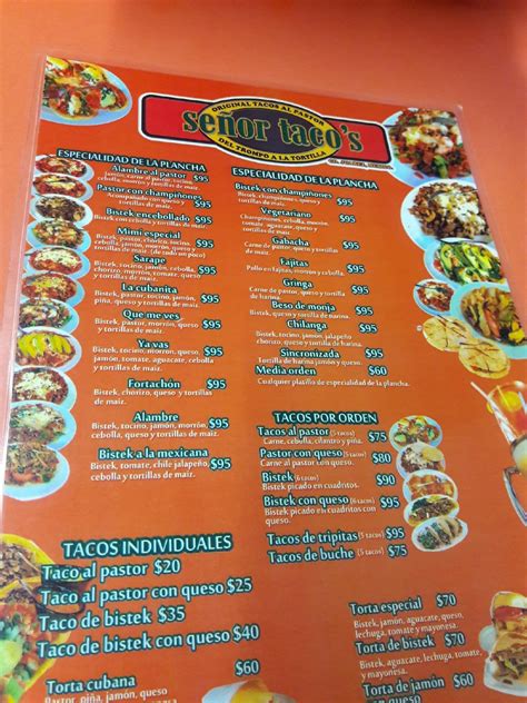 Menu at Señor Taco's fast food, Ciudad Juarez, Av. Paseo Triunfo de la República 5515