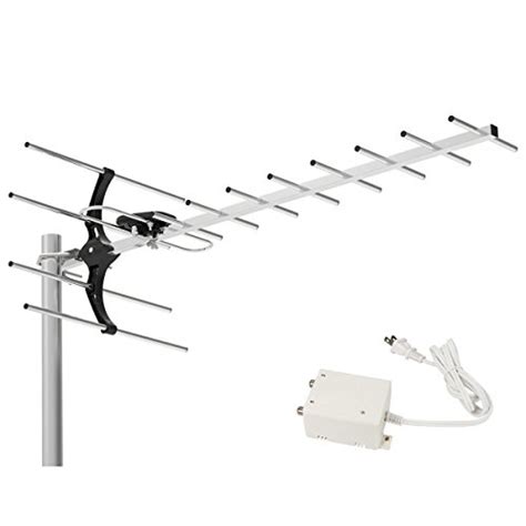 1byone Digital Amplified Outdoor / Attic HDTV Antenna, 80 Miles Range with Power Supply Box ...