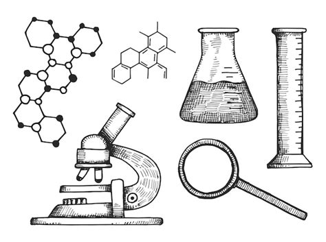 Premium Vector | A set of science accessories chemistry vector hand drawing