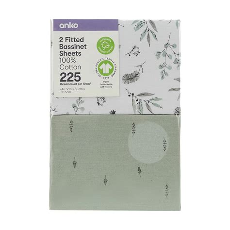 Organic Cotton Fitted Bassinet Sheets, 2 Pack - Anko | Target Australia