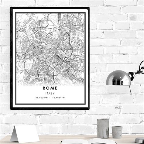 Rome map print poster canvas Rome city map print poster | Etsy