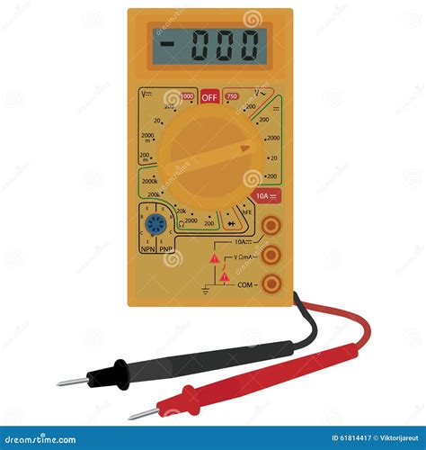 Digital Electric Multimeter Stock Illustration - Illustration of electric, isolated: 61814417