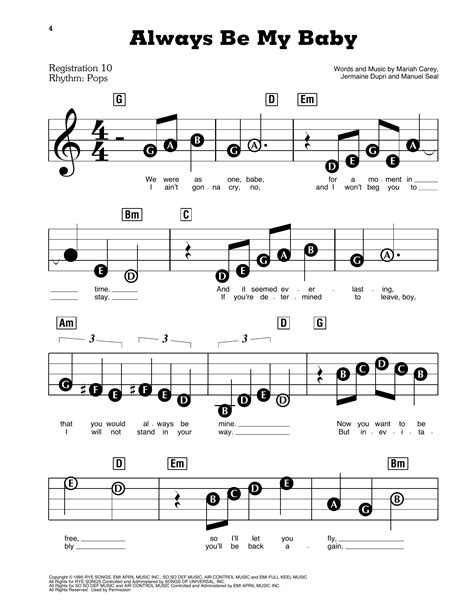 Always Be My Baby by Mariah Carey Sheet Music for E-Z Play Today at ...