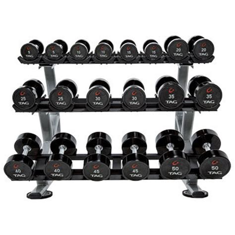 5-50 lb. | Urethane Dumbbell Set w/ Rack | TAG | Gtech Fitness