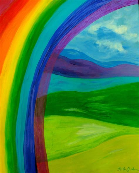 Rainbow painting abstract painting landscape painting | Etsy