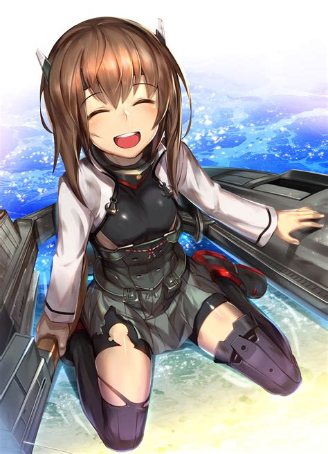 brunette, Open mouth, Kantai Collection, Taihou (KanColle), Thigh highs ...