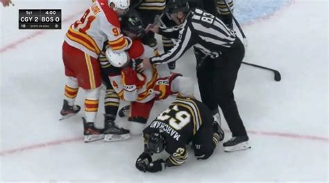 BREAKING: Flames Rookie Ejected For Destroying Brad Marchand