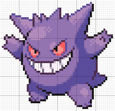 Gengar | Pixel art pokemon, Pixel art grid, Pokemon pixel