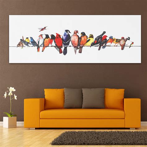 Colorful birds stretched canvas prints wall paintings art home decor ...