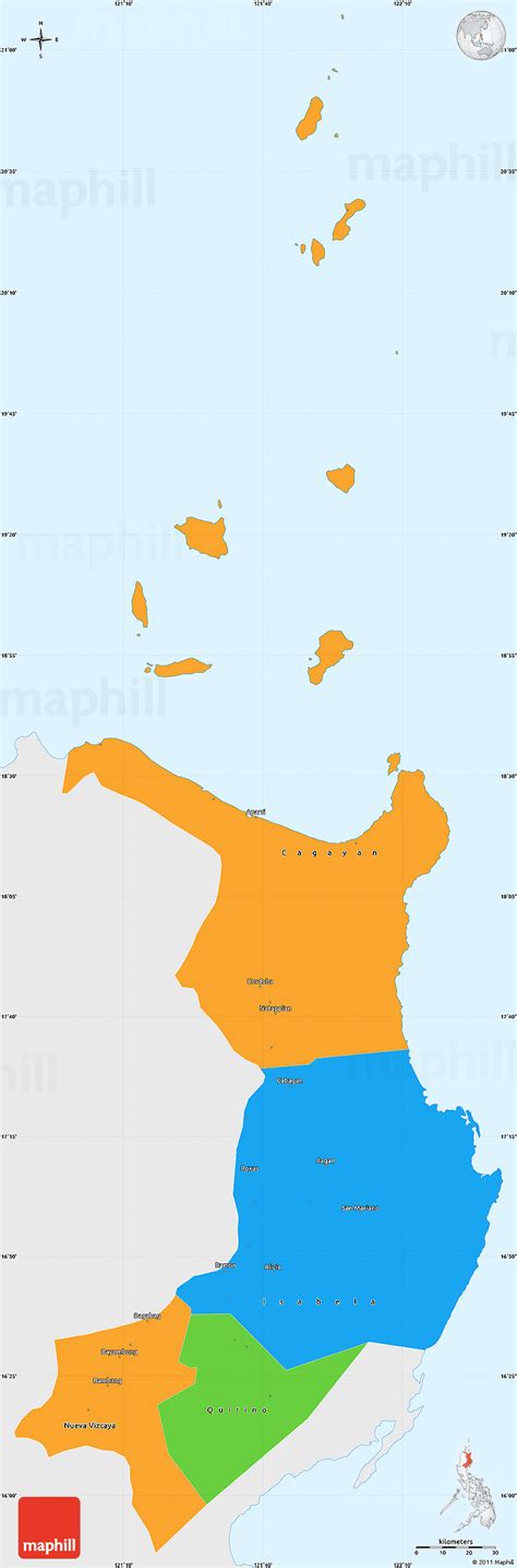 Political Simple Map of Region 2, single color outside