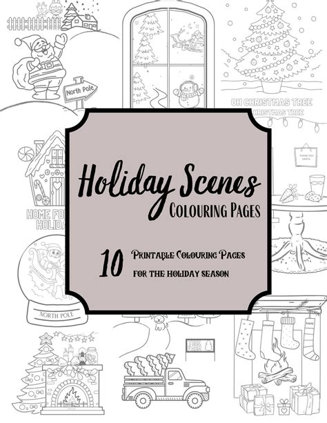 Holiday Scenes Christmas Colouring Pages - Etsy