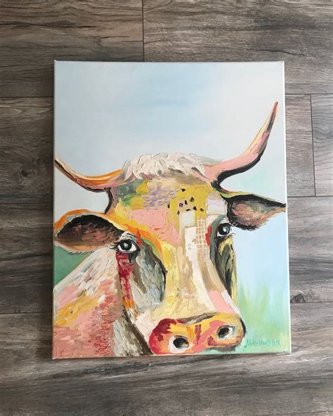 Colorful Cow Face Original Oil Painting Cow Face - Etsy