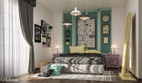 Colorful Retro Bedroom on Behance