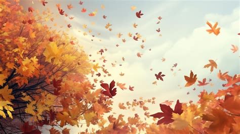 Autumn leaves blowing in the wind | Premium AI-generated image