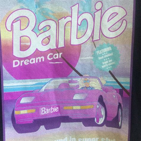 BARBIE DOLL DREAM CAR PINK CONVERTIBLE BLACK T-SHIRT... - Depop