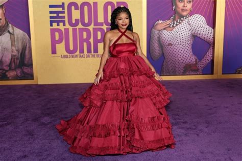 Halle Bailey Has a Princess Moment in Red Ball Gown at 'The Color Purple' Premiere | Beauty ...