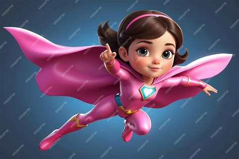 Premium Photo | Cute Brunette Girl in Pink Superhero Comics Costume ...