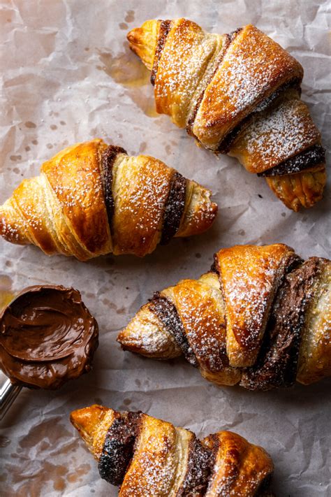 3-Ingredient Nutella Puff Pastry Croissants - Chasing Cravings