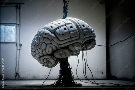 an artificial brain in a laboratory, artificial intelligence concept ...