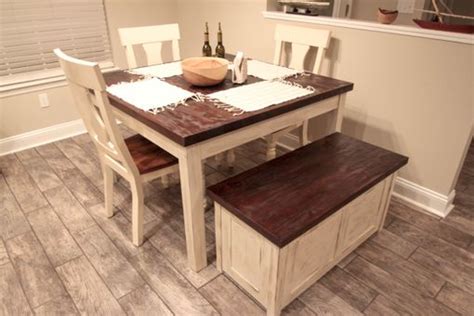 Custom Rustic Farmhouse Table And Storage Bench by Chip Off the Block, LLC | CustomMade.com