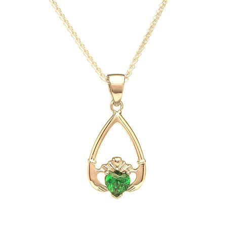 10K Gold Claddagh Birthstone Pendant | Fallers.com - Fallers Irish Jewelry