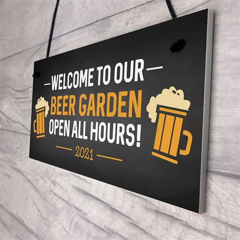 Beer Garden Welcome Sign Novelty Home Bar Sign Garden Decor Signs 2021 ...