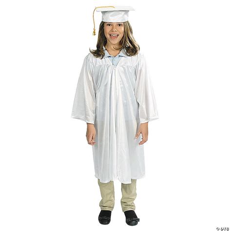 Kids' White Elementary School Graduation Mortarboard Hat & Gown Set - 2 ...