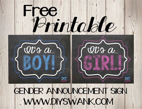 Gender Reveal Free Printables - Swanky Design Co.