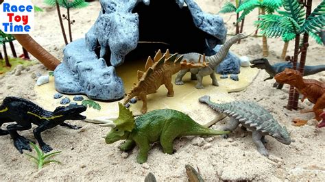 Lots of Jurassic World Mini Dinosaurs Collection in a pretend Island - YouTube