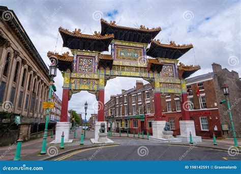 Chinese Arch with Lion Statues Chinatown Liverpool July 2020 Editorial ...