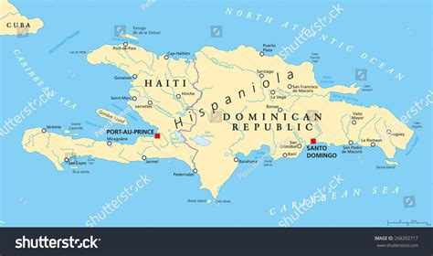 Hispaniola Political Map Haiti Dominican Republic Stock Vector 268202717 - Shutterstock