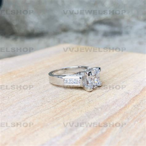 Princess Cut Ring Moissanite Ring Engagement Ring White - Etsy