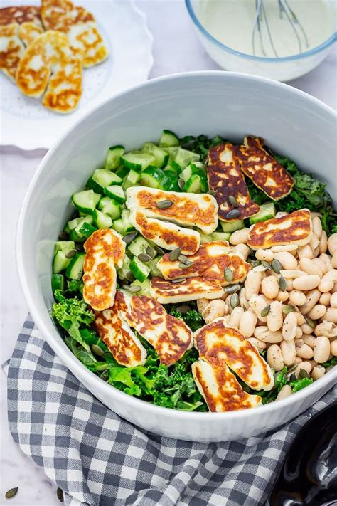 Halloumi Salad with Kale and Tahini Dressing • The Cook Report