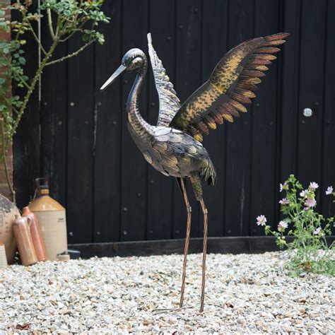 Large Crane Metal Crane Garden Statue Bird Yard Art | Etsy