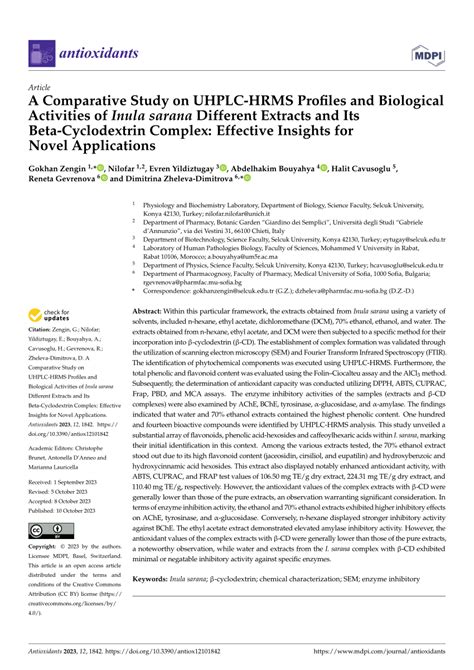 (PDF) A Comparative Study on UHPLC-HRMS Profiles and Biological ...