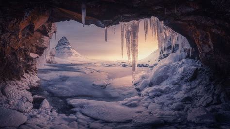 Snow, Caves, Cave, 4K, Ice HD Wallpaper