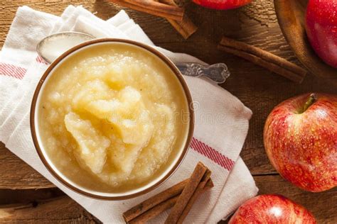 Healthy Organic Applesauce with Cinnamon Stock Image - Image of yellow ...