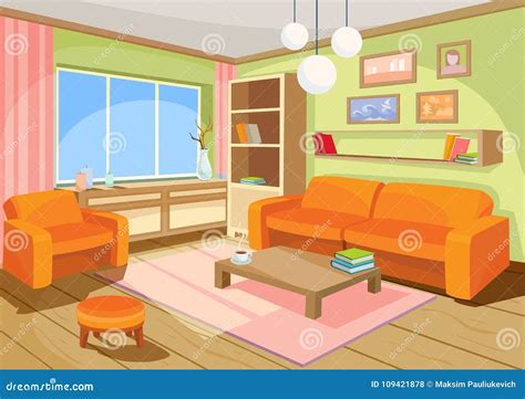 Cartoon Interior Shop Or Supermarket With Furniture Card Poster. Vector | CartoonDealer.com ...