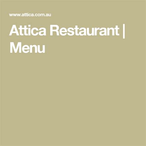 Attica Restaurant | Menu | Attica restaurant, Menu restaurant, Attica