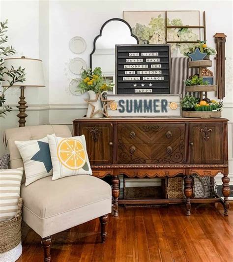 Summer Décor Ideas For an Ornate Wood Buffet Table - Soul & Lane