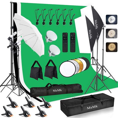 [Upgraded LED Bulb] Photography Lighting Kit 8.5x10ft Backdrop Support System and LED Softbox ...